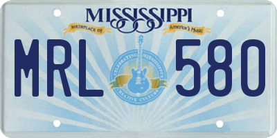 MS license plate MRL580