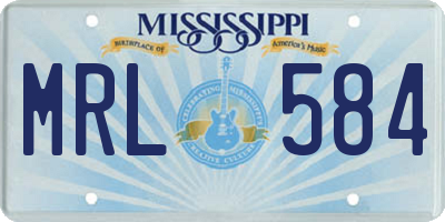MS license plate MRL584