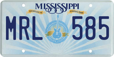 MS license plate MRL585