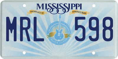 MS license plate MRL598