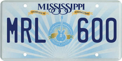 MS license plate MRL600