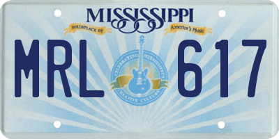 MS license plate MRL617