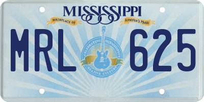 MS license plate MRL625