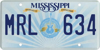 MS license plate MRL634