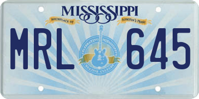 MS license plate MRL645