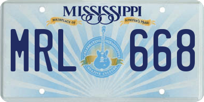 MS license plate MRL668