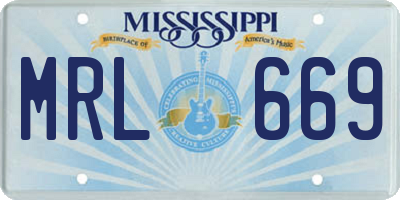 MS license plate MRL669