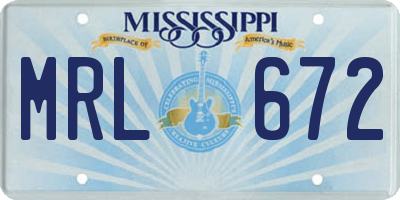 MS license plate MRL672