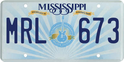 MS license plate MRL673