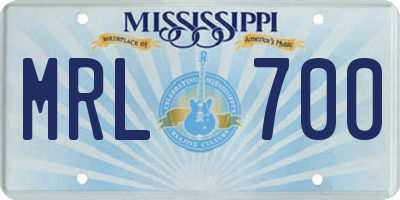 MS license plate MRL700