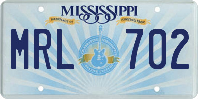 MS license plate MRL702