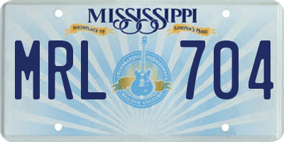 MS license plate MRL704