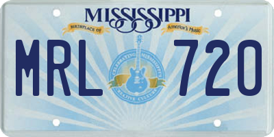 MS license plate MRL720