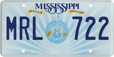 MS license plate MRL722