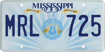 MS license plate MRL725