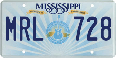 MS license plate MRL728