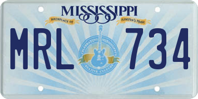 MS license plate MRL734