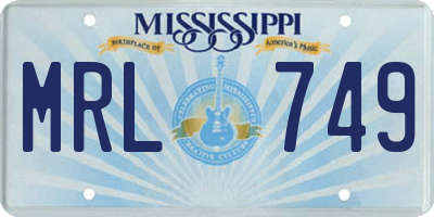 MS license plate MRL749