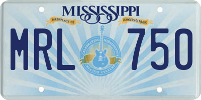 MS license plate MRL750