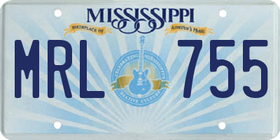 MS license plate MRL755