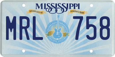 MS license plate MRL758