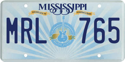 MS license plate MRL765