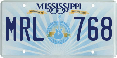 MS license plate MRL768