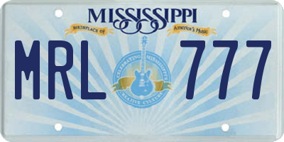 MS license plate MRL777