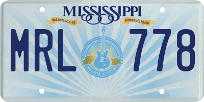 MS license plate MRL778