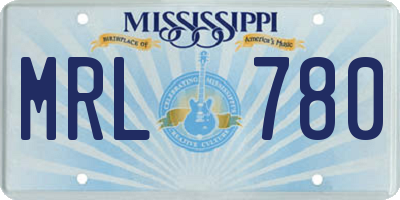 MS license plate MRL780