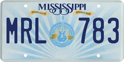 MS license plate MRL783