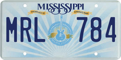 MS license plate MRL784
