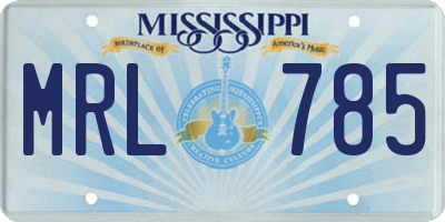 MS license plate MRL785