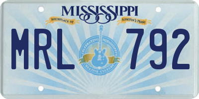 MS license plate MRL792