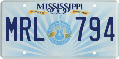 MS license plate MRL794