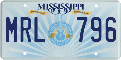 MS license plate MRL796