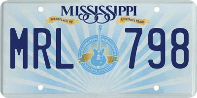 MS license plate MRL798