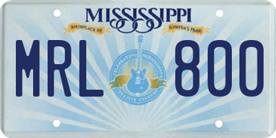 MS license plate MRL800