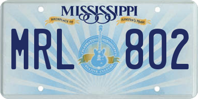 MS license plate MRL802