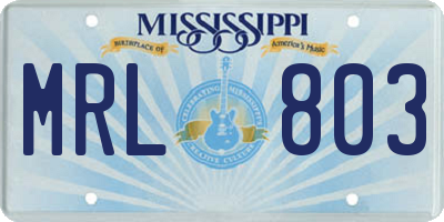 MS license plate MRL803