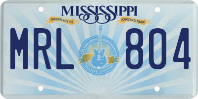 MS license plate MRL804