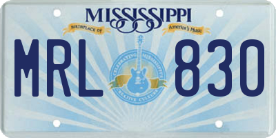 MS license plate MRL830