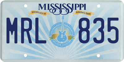 MS license plate MRL835