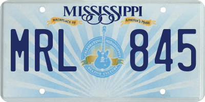 MS license plate MRL845