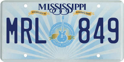 MS license plate MRL849