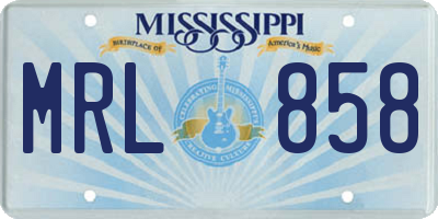 MS license plate MRL858
