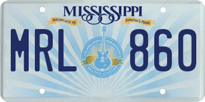 MS license plate MRL860
