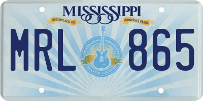 MS license plate MRL865