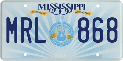 MS license plate MRL868