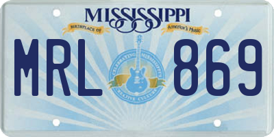 MS license plate MRL869